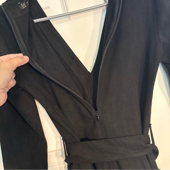 ZARA Black Fitted V Neck 3/4 Sleeve Dress w/Belt - Small - Picture 9 of 12